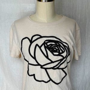 J. Crew Cream Embroidered Flower T-shirt